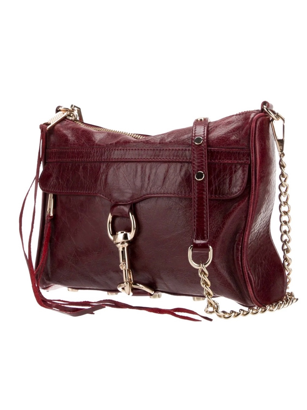 Rebecca Minkoff Burgundy Leather Crossbody with Gold Hardware